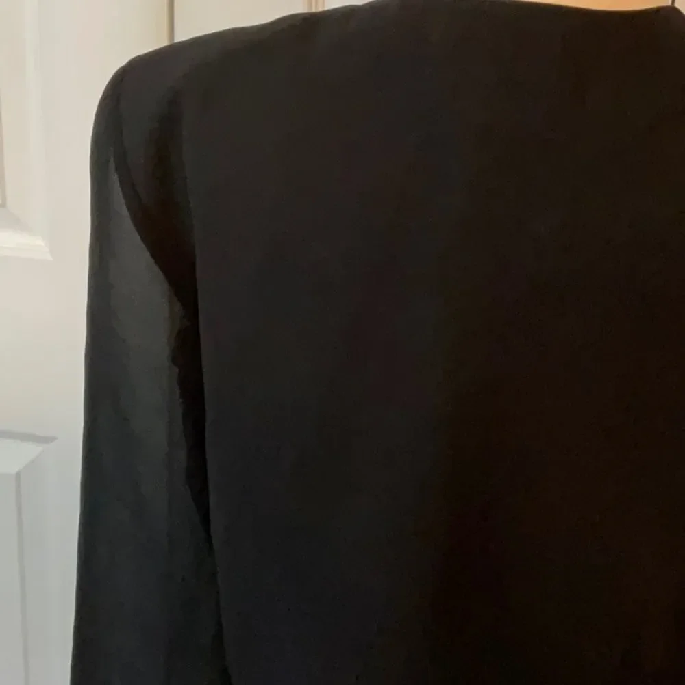 R &‎ K Originals Blazer Jacket Coverup Black Sheer Sleeves Size 12